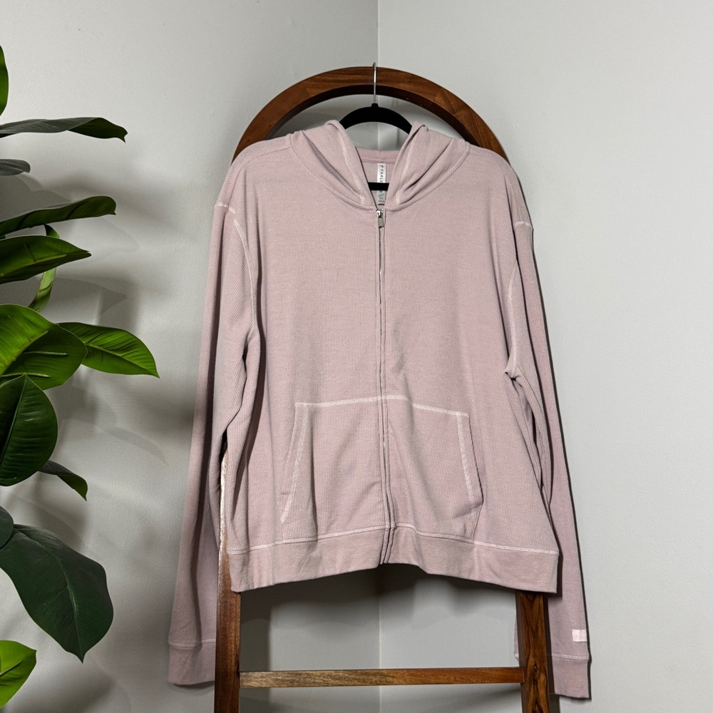 Fabletics 3X Pink Waffle Knit Full Zip Hooded Sweater